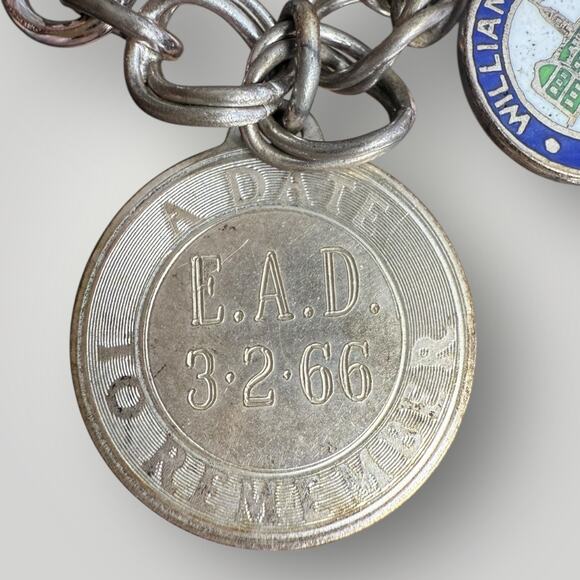 Vintage Sterling Silver Charm Bracelet  sz 7 Personalized Silhouette Charms 13pc - Picture 6 of 12